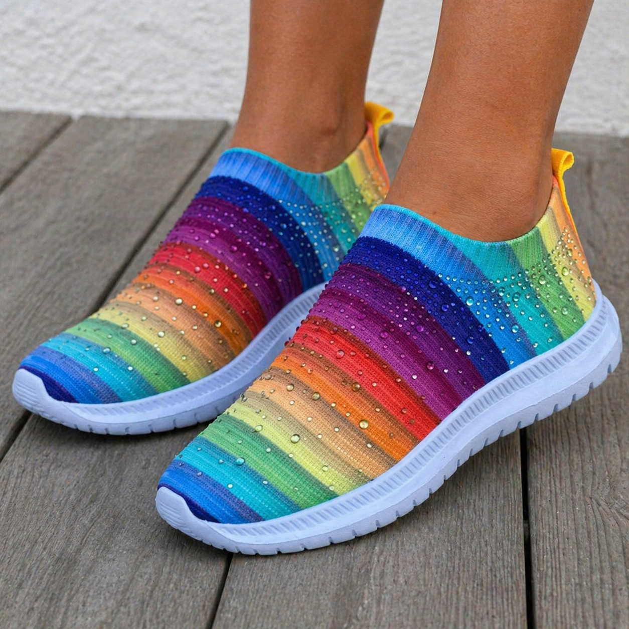 Women's Rainbow Slip-On Sneakers - Truly Yours
