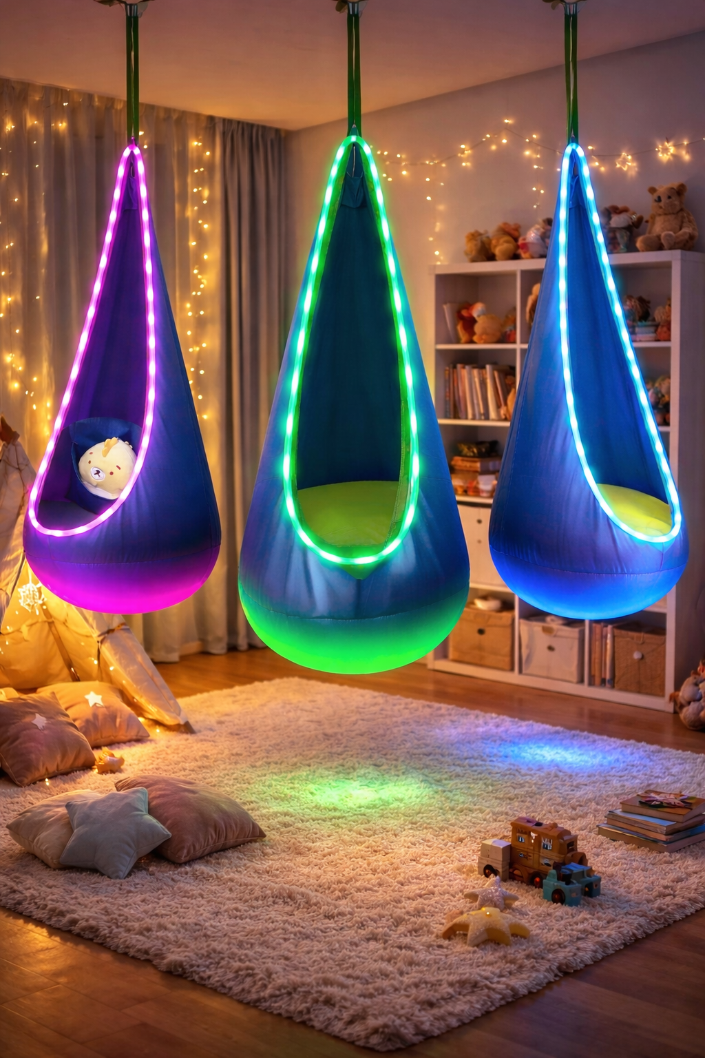 Sensory Swing Chair, Hammock Chair with Innovative LED Lights & Inflatable Pillow - Truly Yours