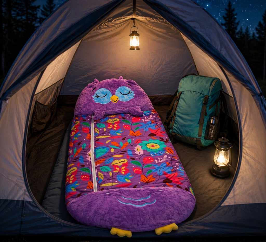 Cute Owl Kids Sleeping Bag – Soft Plush Foldable Nap Mat with Pillow - Truly Yours