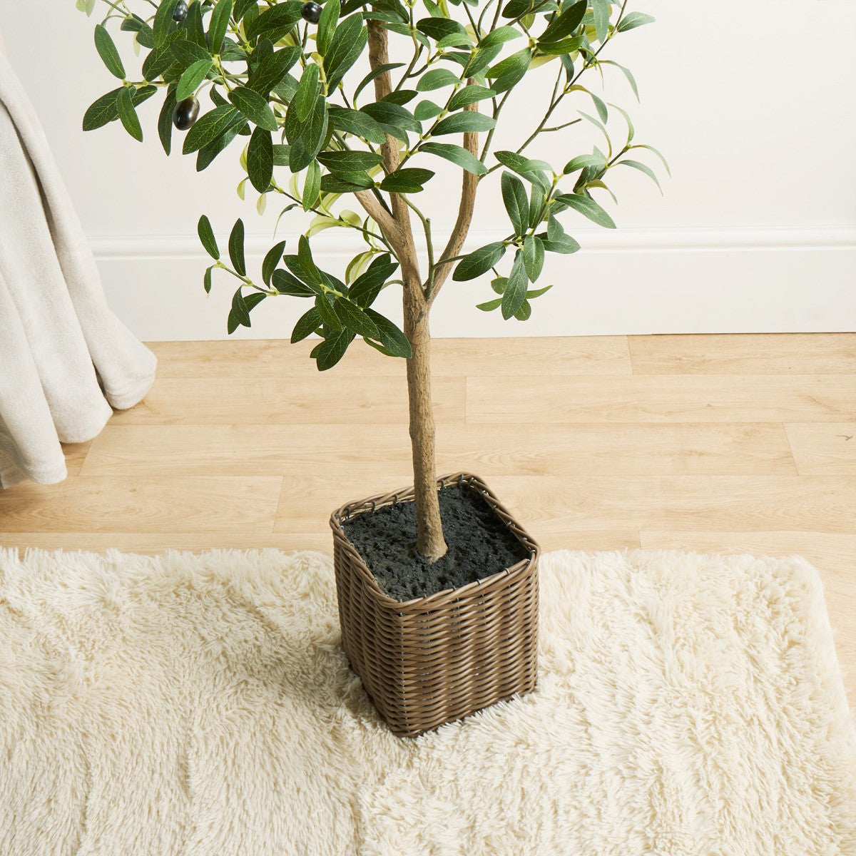 Olive Tree in Basket, Green - 110cm