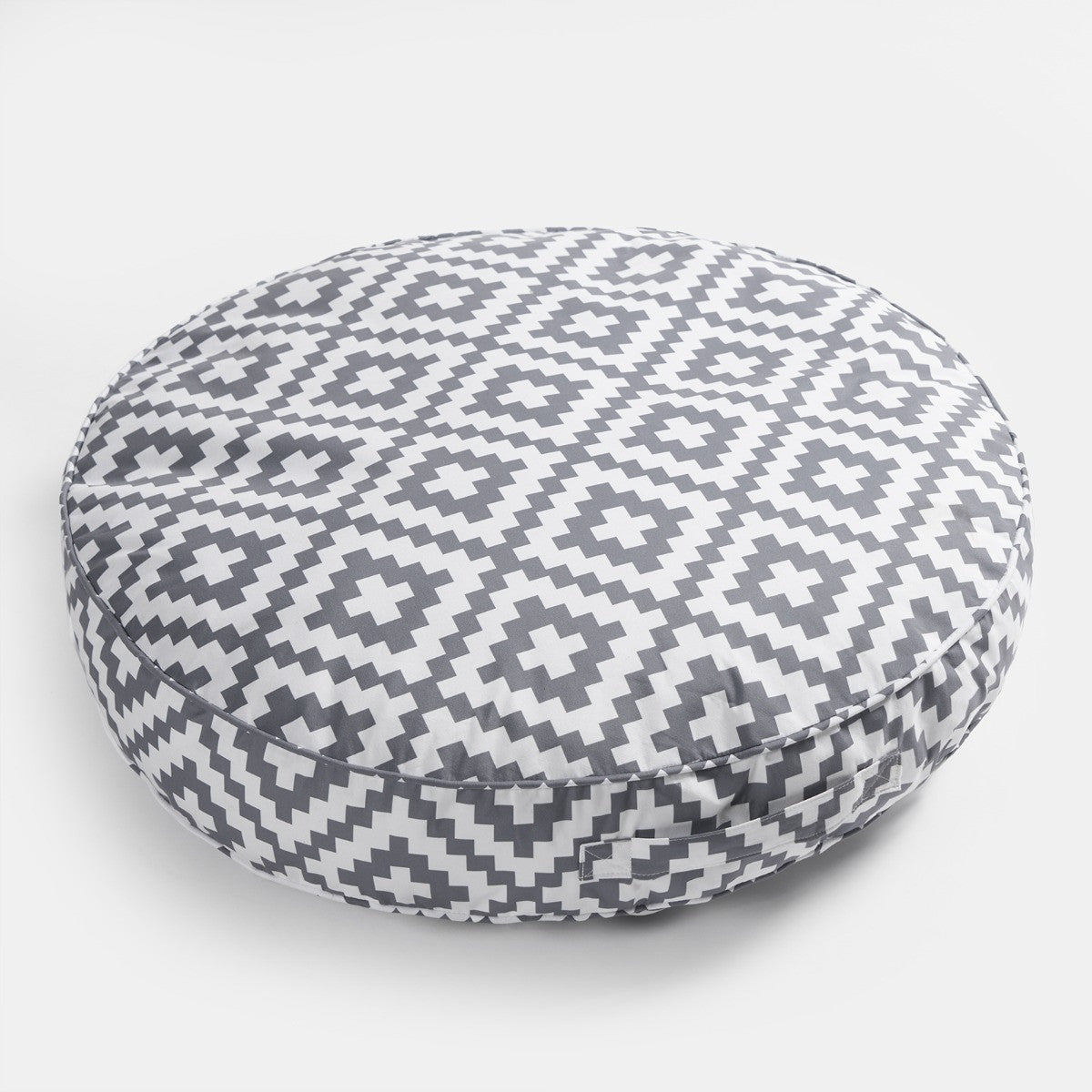 Indoor/Outdoor Round Geometric Filled Cushion - Grey In Cushion