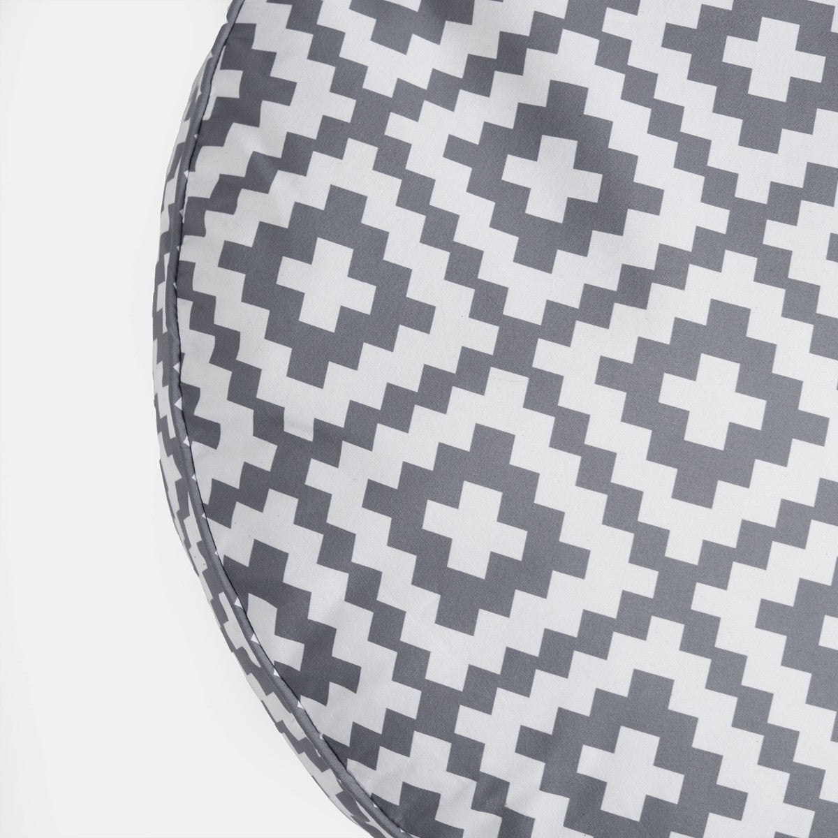 Indoor/Outdoor Round Geometric Filled Cushion - Grey In Cushion