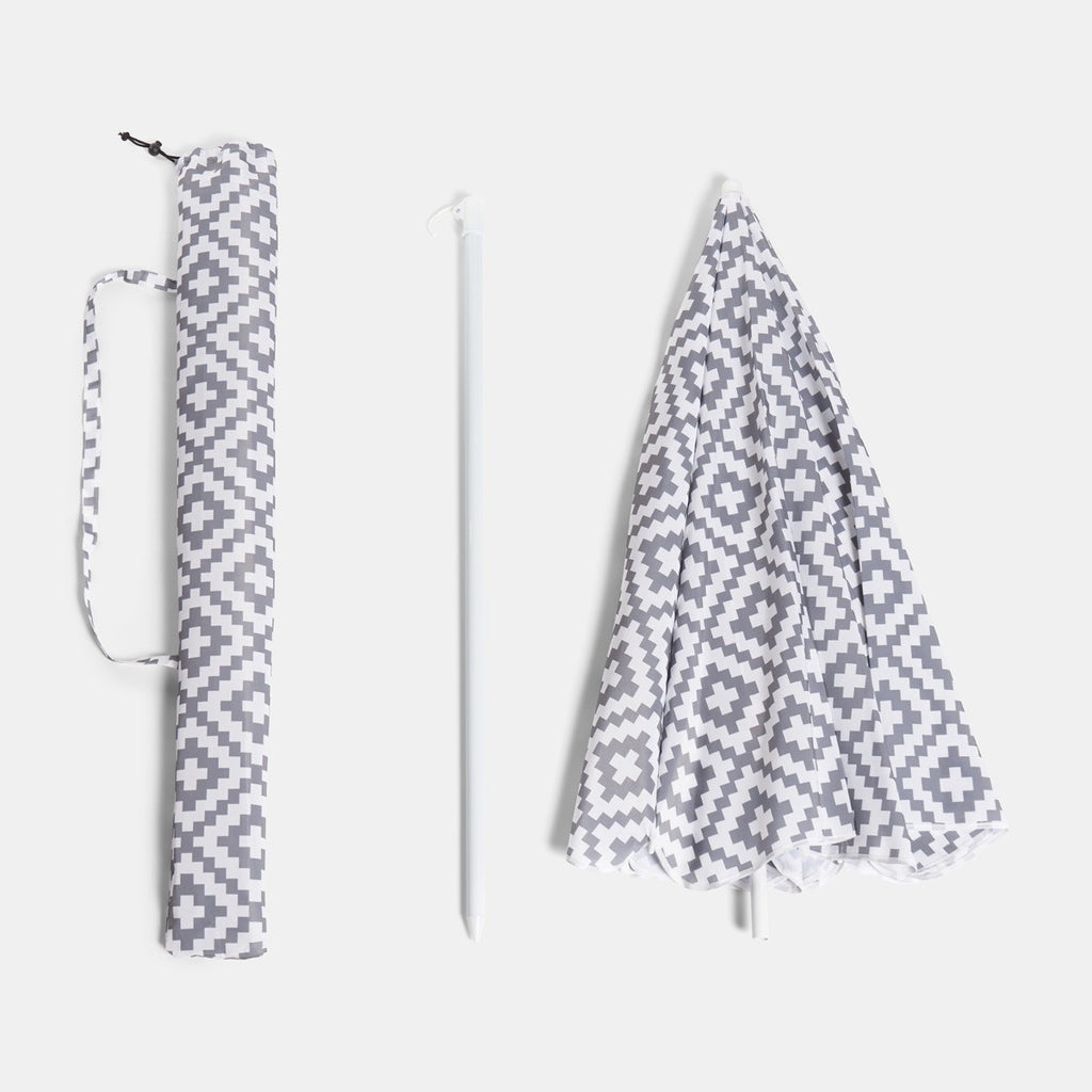 Geometric Print Outdoor Parasol - Grey - Truly Yours