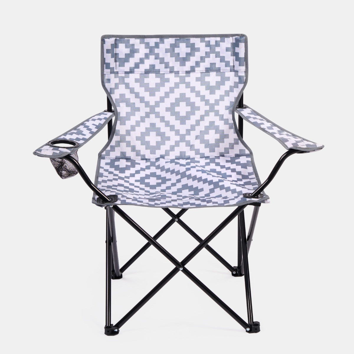 Foldable Geometric Camping Chair - Grey
