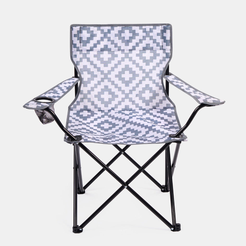 Foldable Geometric Camping Chair - Grey Chair