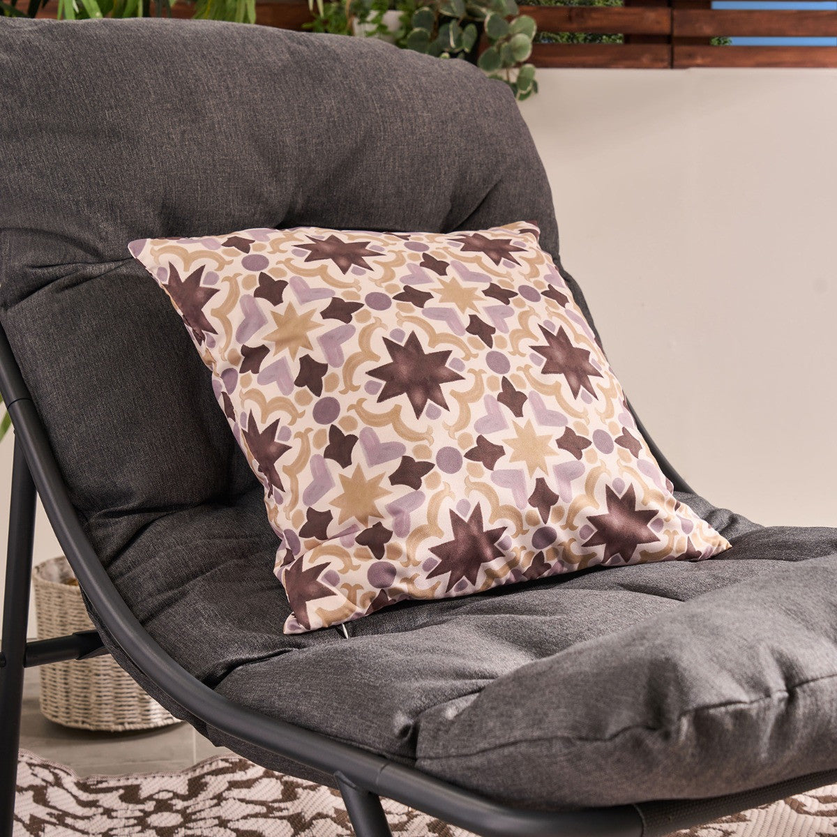 Indoor/Outdoor Tile Print Cushion Covers - Natural
