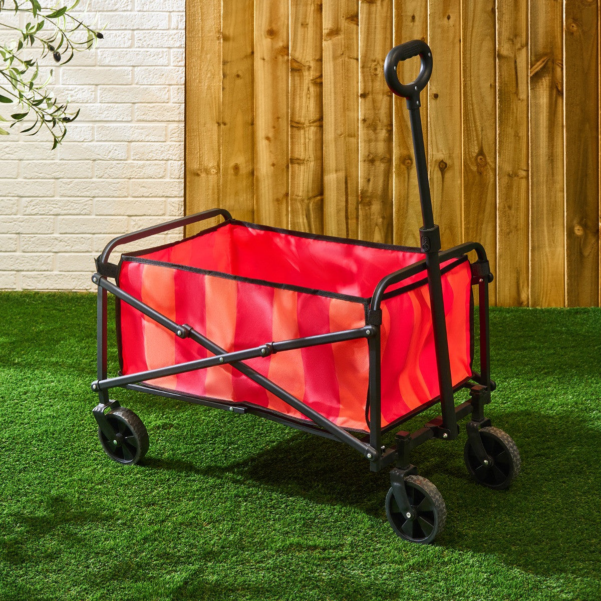 Stripe Print Foldable Camping Trolly - Orange/Pink - Truly Yours