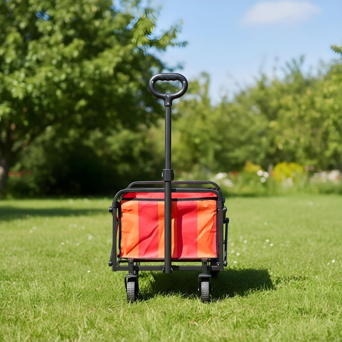 Stripe Print Foldable Camping Trolly - Orange/Pink - Truly Yours