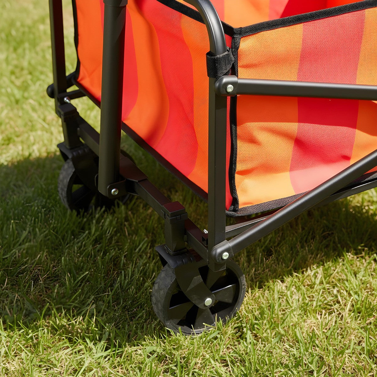 Stripe Print Foldable Camping Trolly - Orange/Pink - Truly Yours