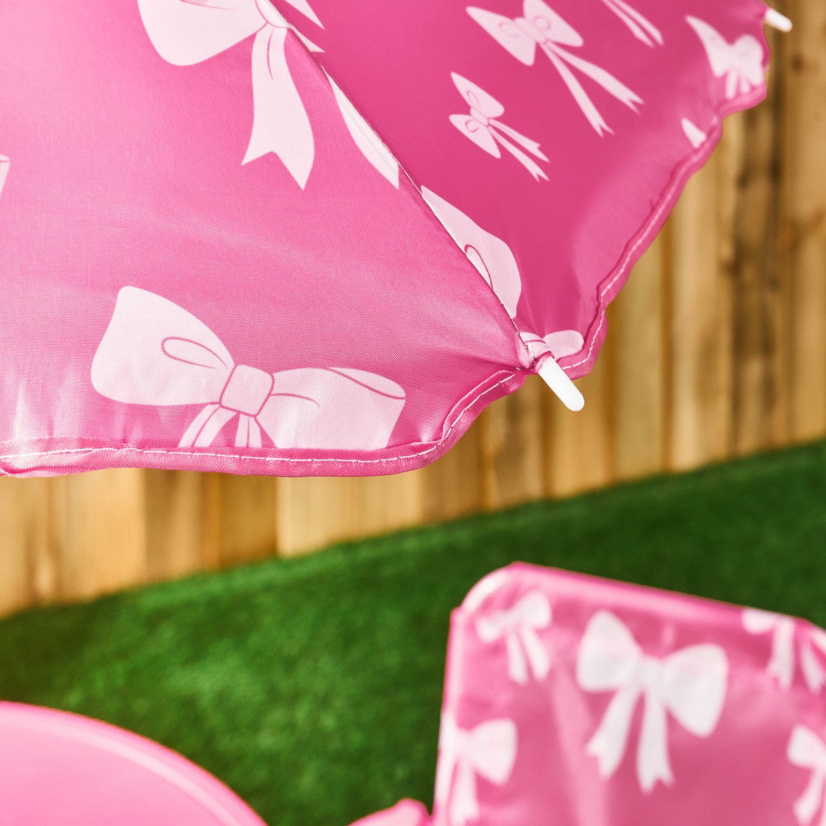 Kids Bow Print Bistro Set with Parasol - Hot Pink Bistro set