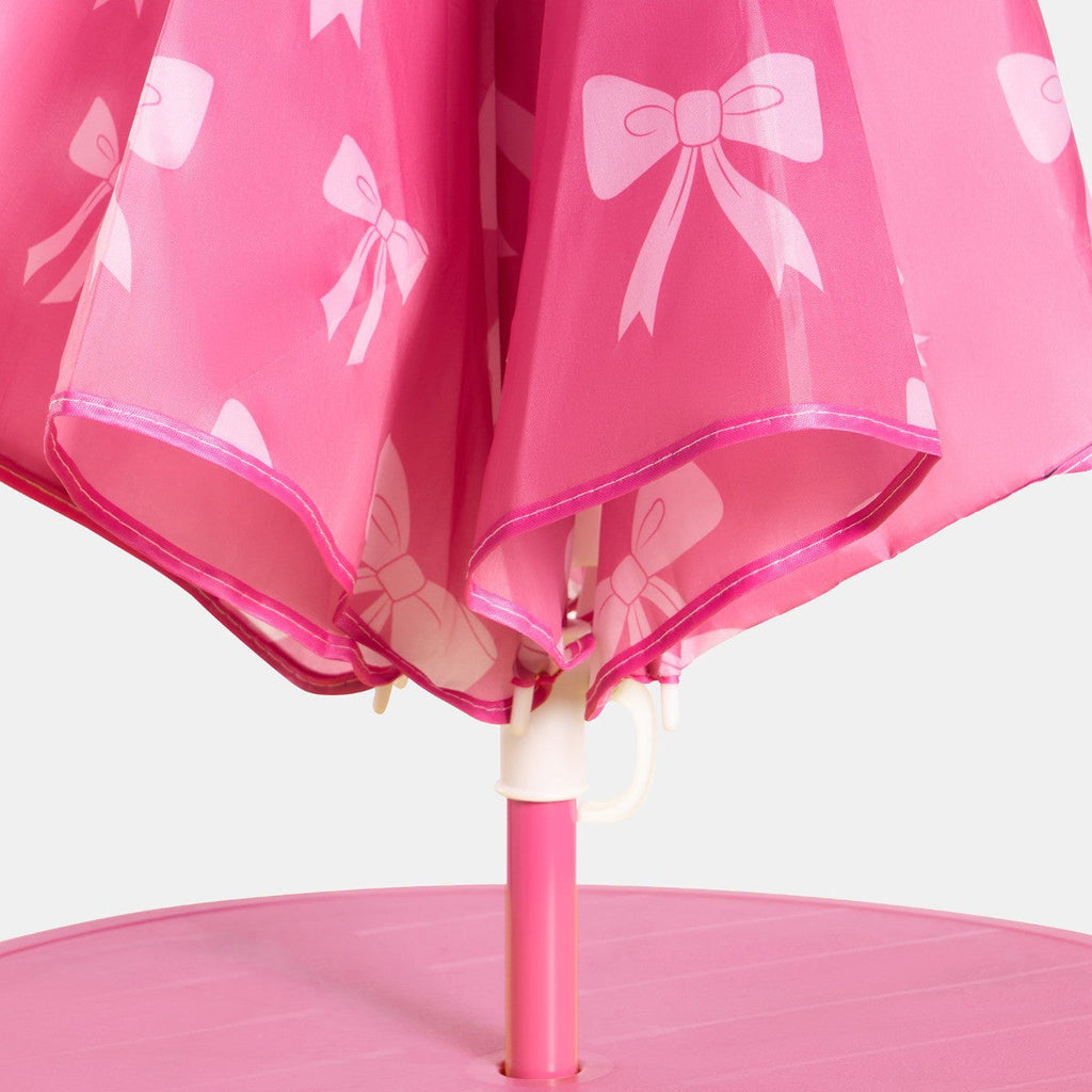 Kids Bow Print Bistro Set with Parasol - Hot Pink Bistro set