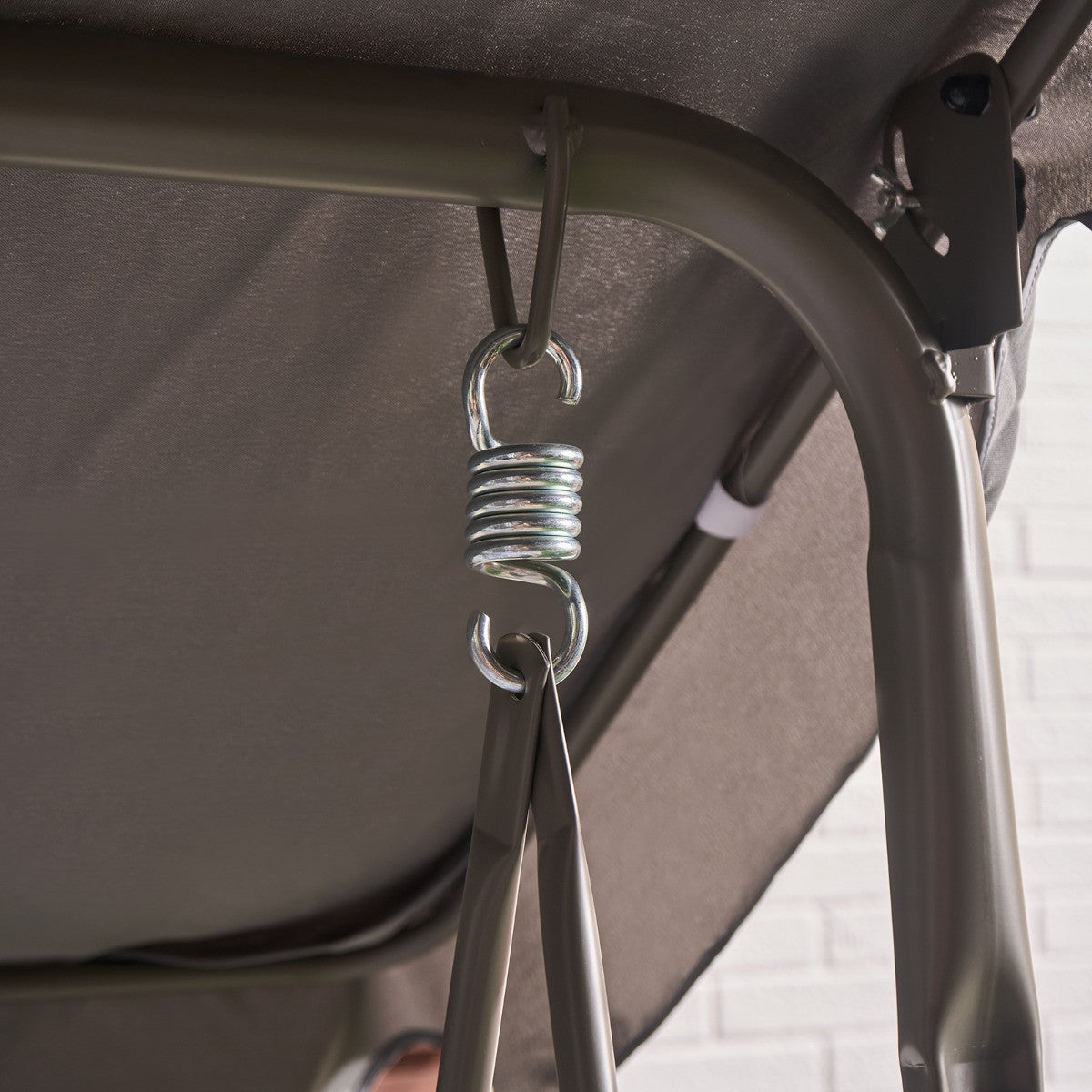 Geometric 3 Seater Swing Bench With Canopy - Grey - Truly Yours