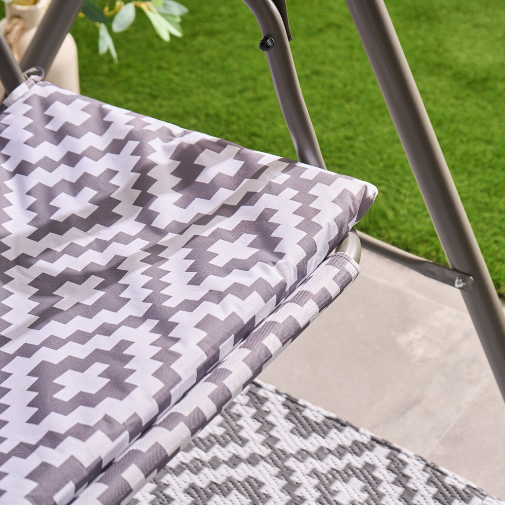 Geometric 3 Seater Swing Bench With Canopy - Grey - Truly Yours