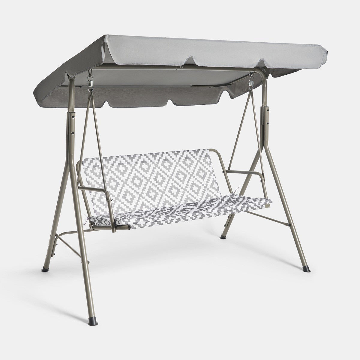 Geometric 3 Seater Swing Bench With Canopy - Grey - Truly Yours
