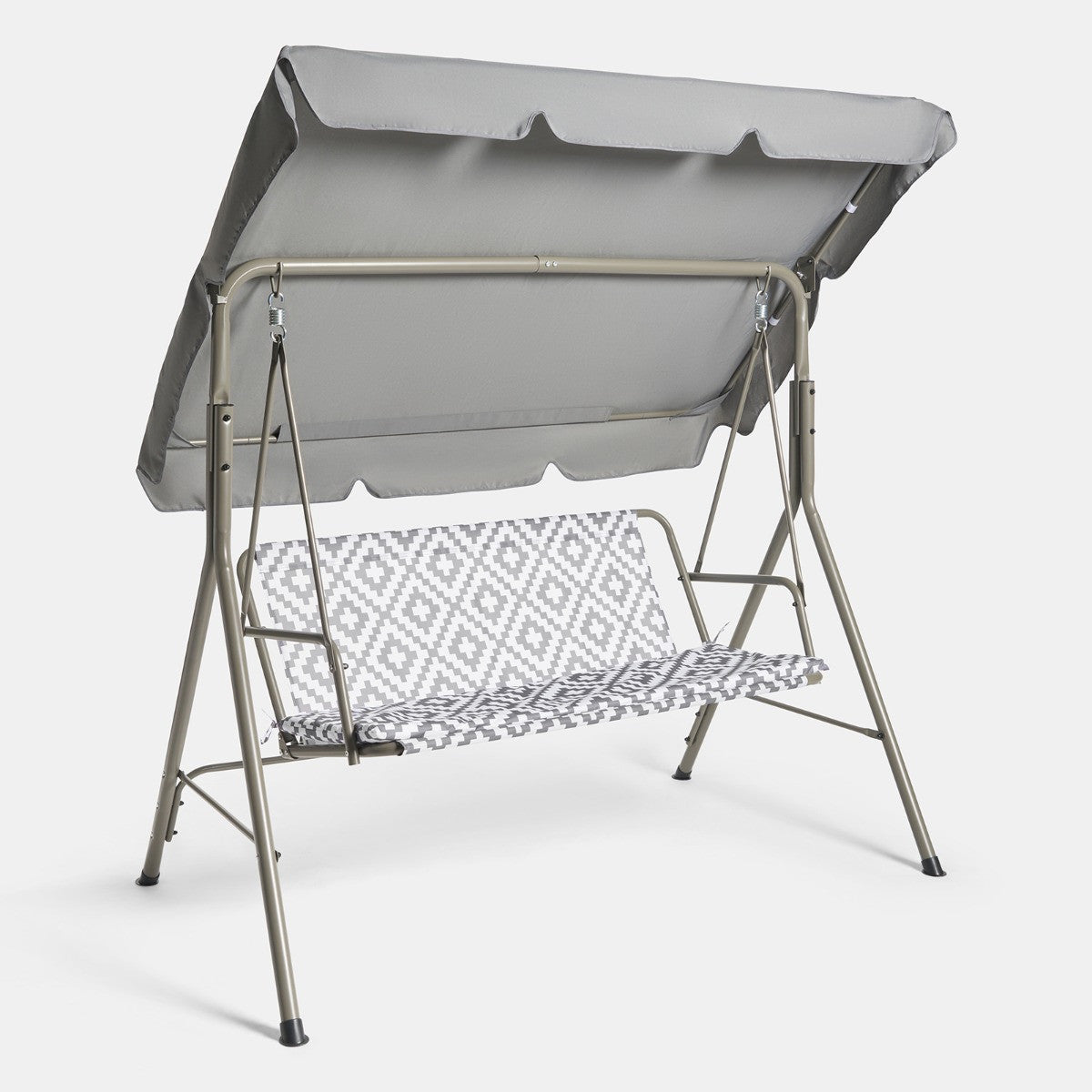 Geometric 3 Seater Swing Bench With Canopy - Grey - Truly Yours