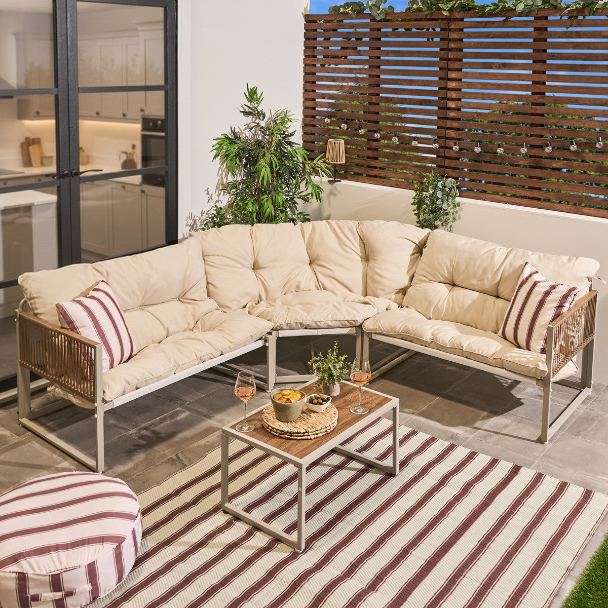 Santorini 5 Seater Corner Sofa Set - Natural