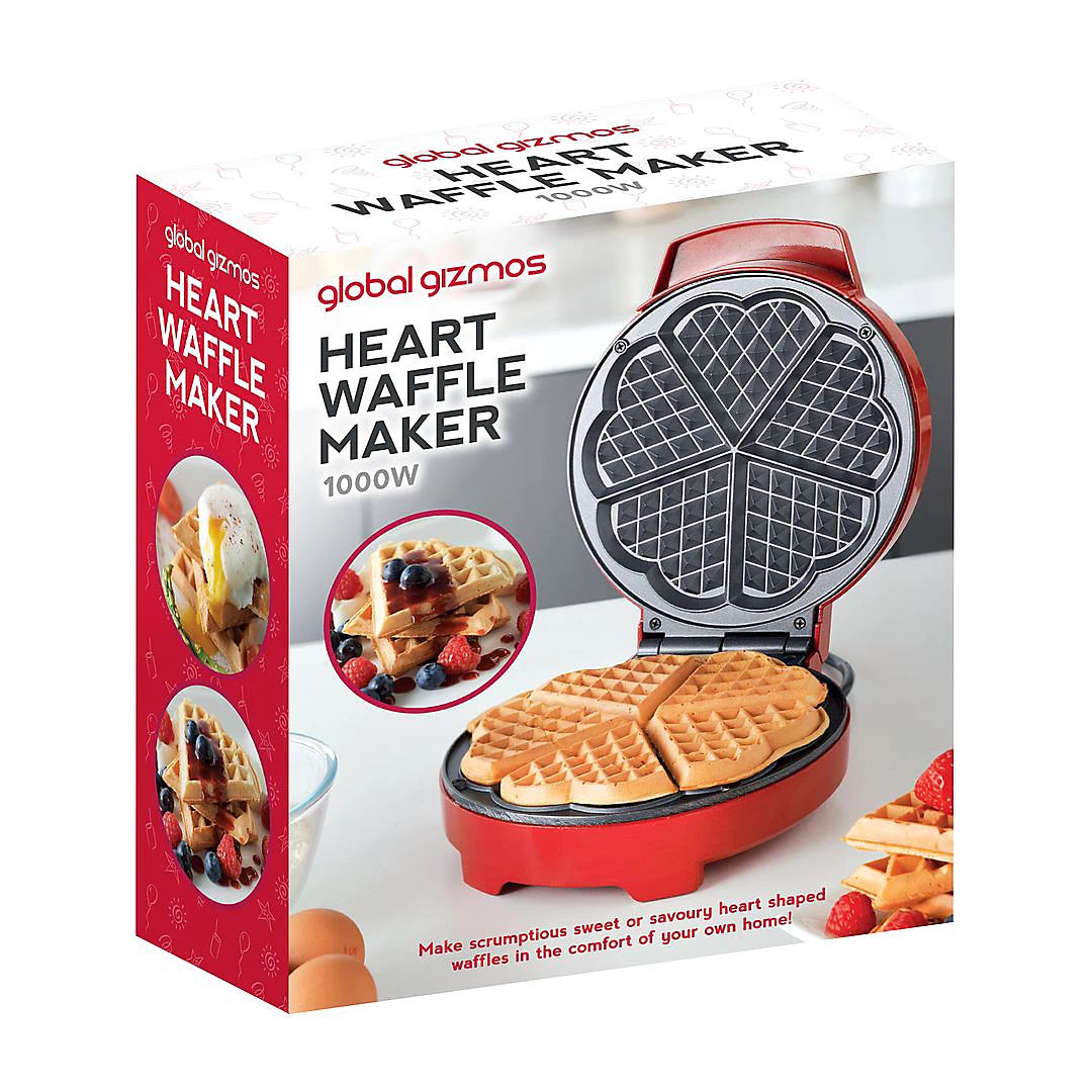 Global Gizmos Heart Waffle Maker / Non Stick Coating - Truly Yours