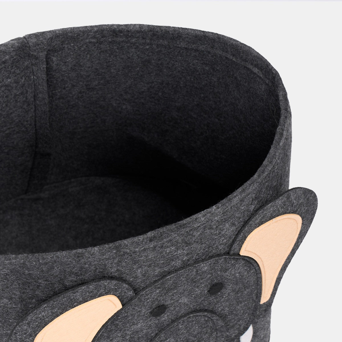 Elephant Felt Storage Basket - Charcoal