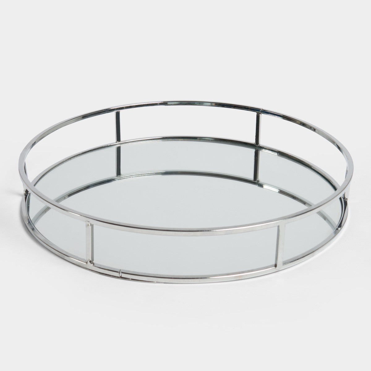 Round Mirrored Tray - Silver - Truly Yours