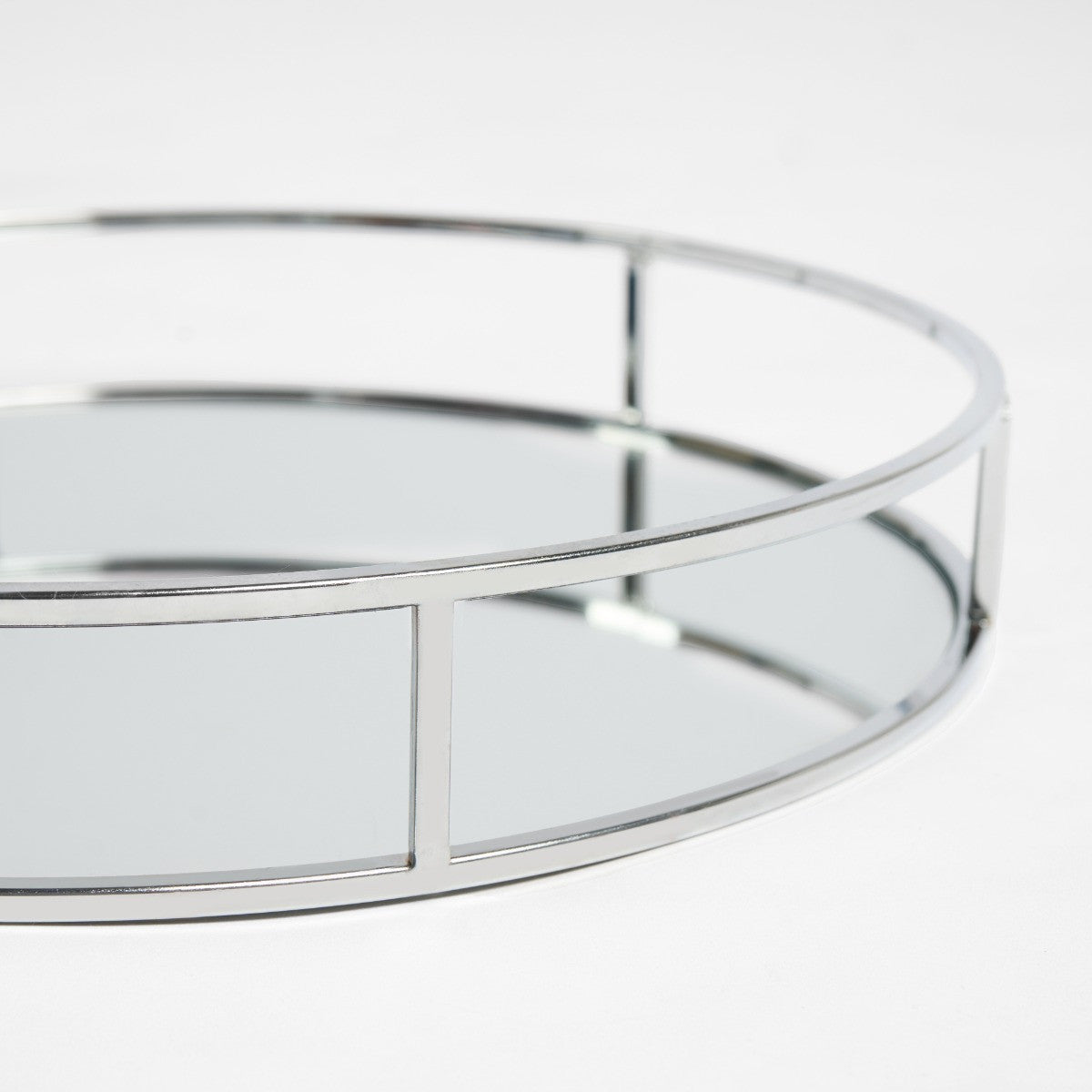 Round Mirrored Tray - Silver - Truly Yours