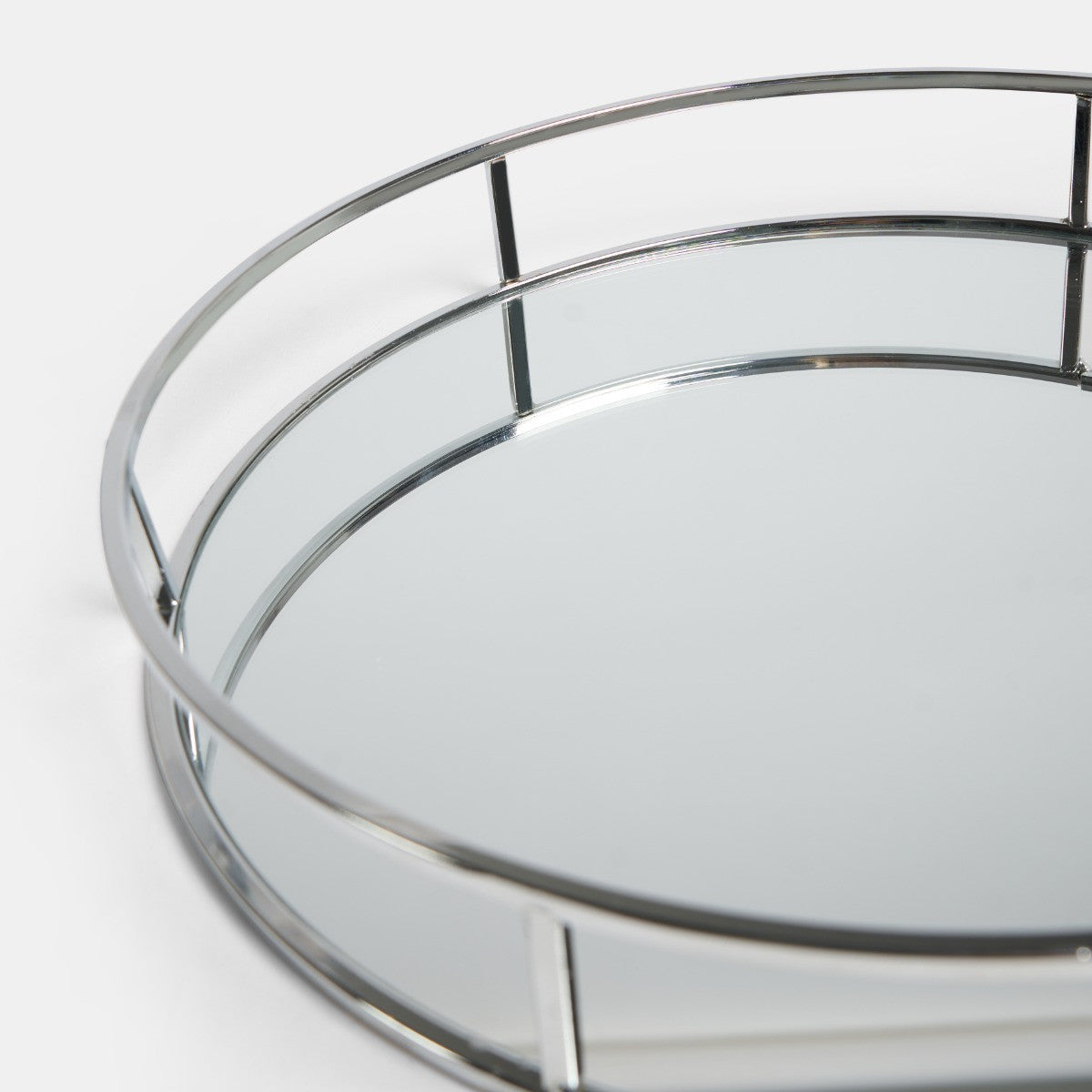 Round Mirrored Tray - Silver - Truly Yours
