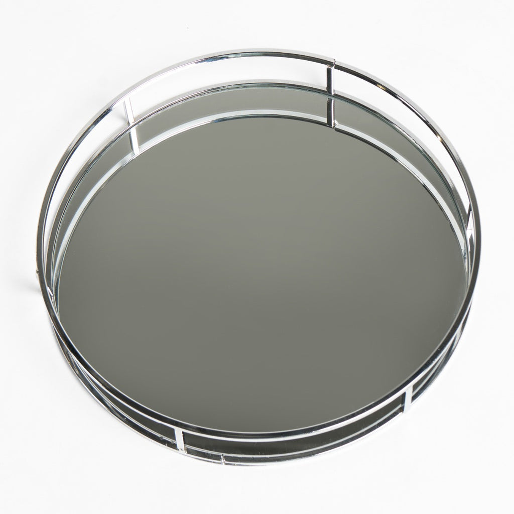 Round Mirrored Tray - Silver - Truly Yours