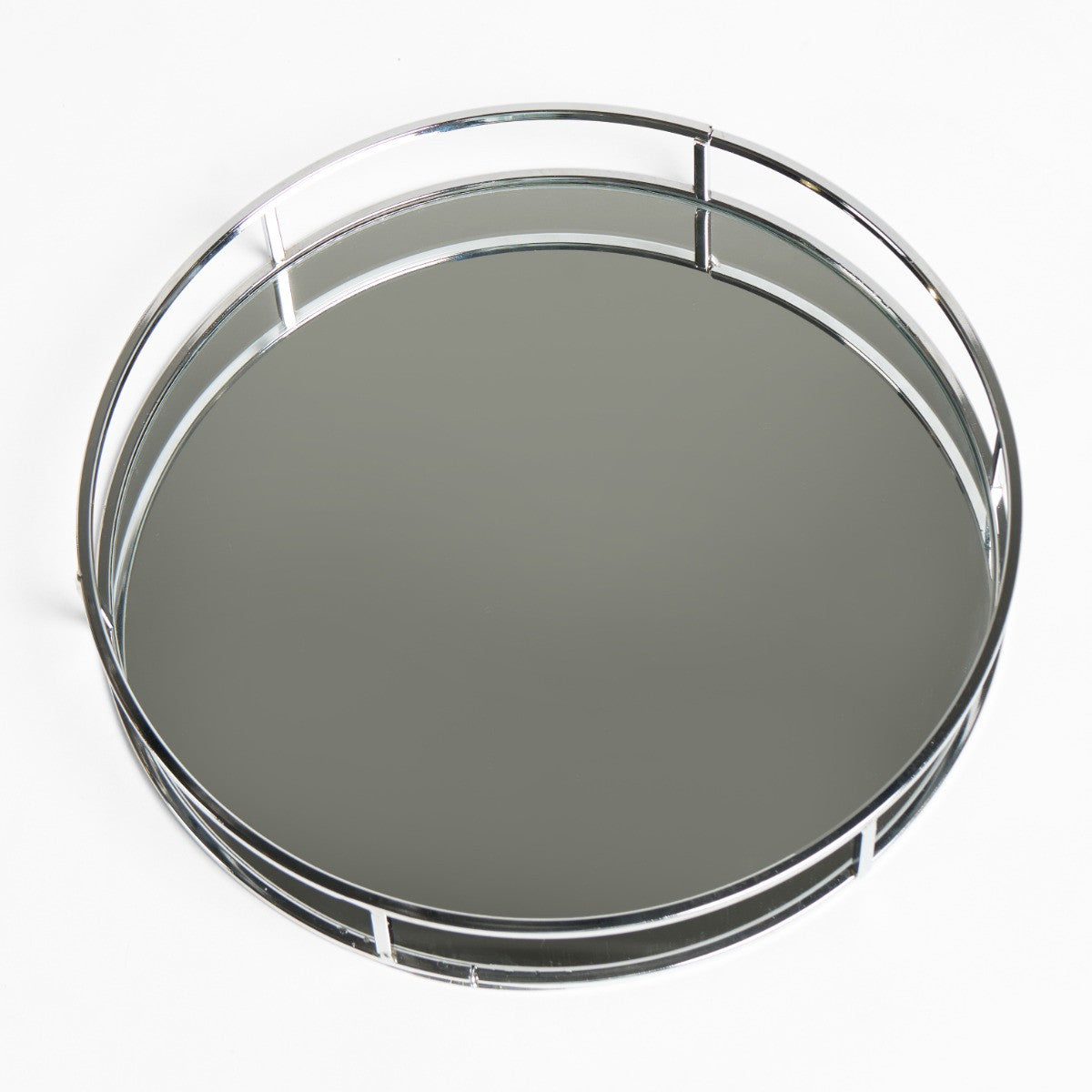 Round Mirrored Tray - Silver - Truly Yours
