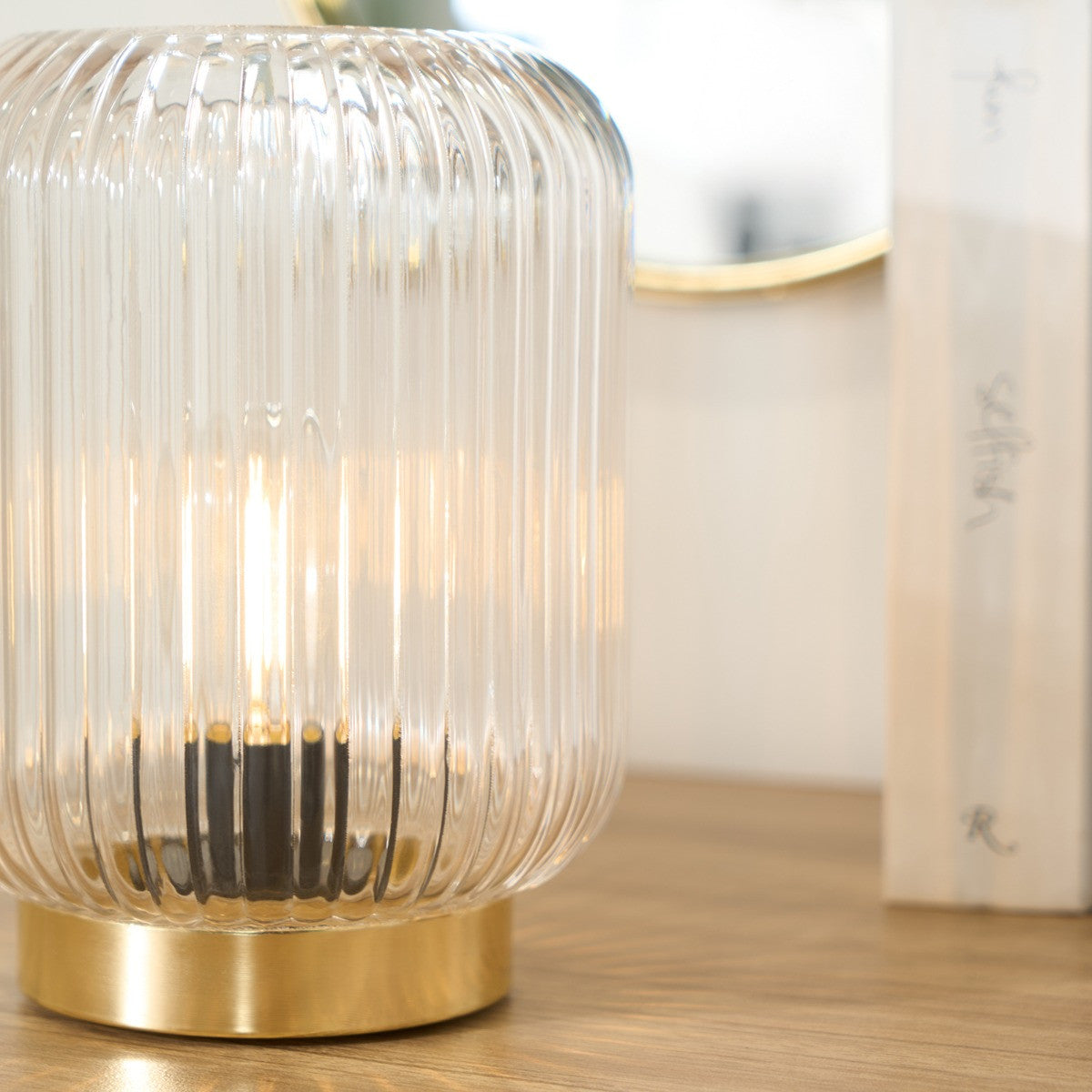 Glass Battery Operated Table Lamp - Clear