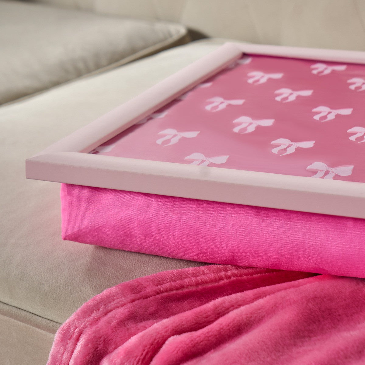 Bow Print Lap Tray - Hot Pink