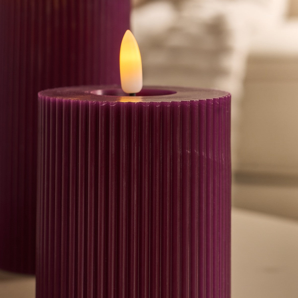 LED Ribbed Candles - 3 Pack Various Colours - Truly Yours