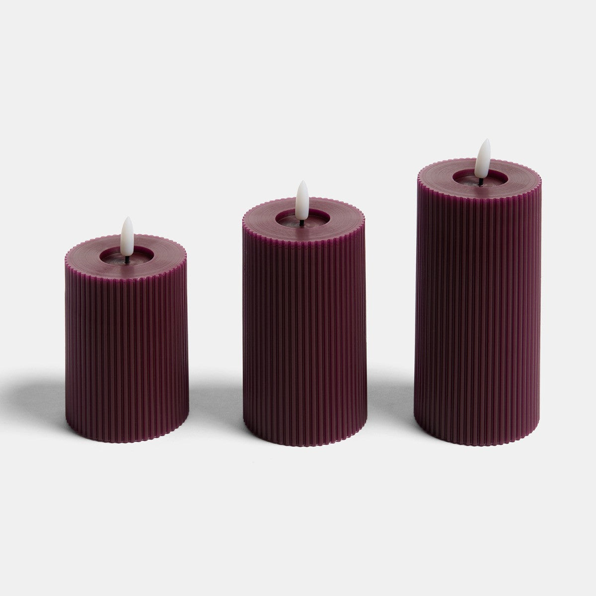 LED Ribbed Candles - 3 Pack Various Colours - Truly Yours