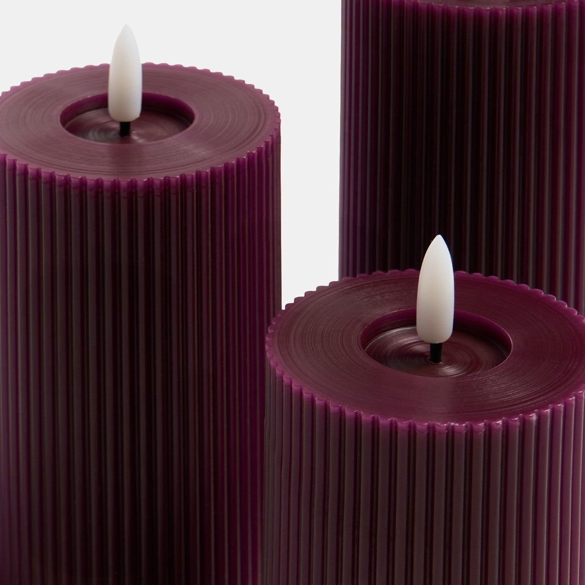 LED Ribbed Candles - 3 Pack Various Colours - Truly Yours