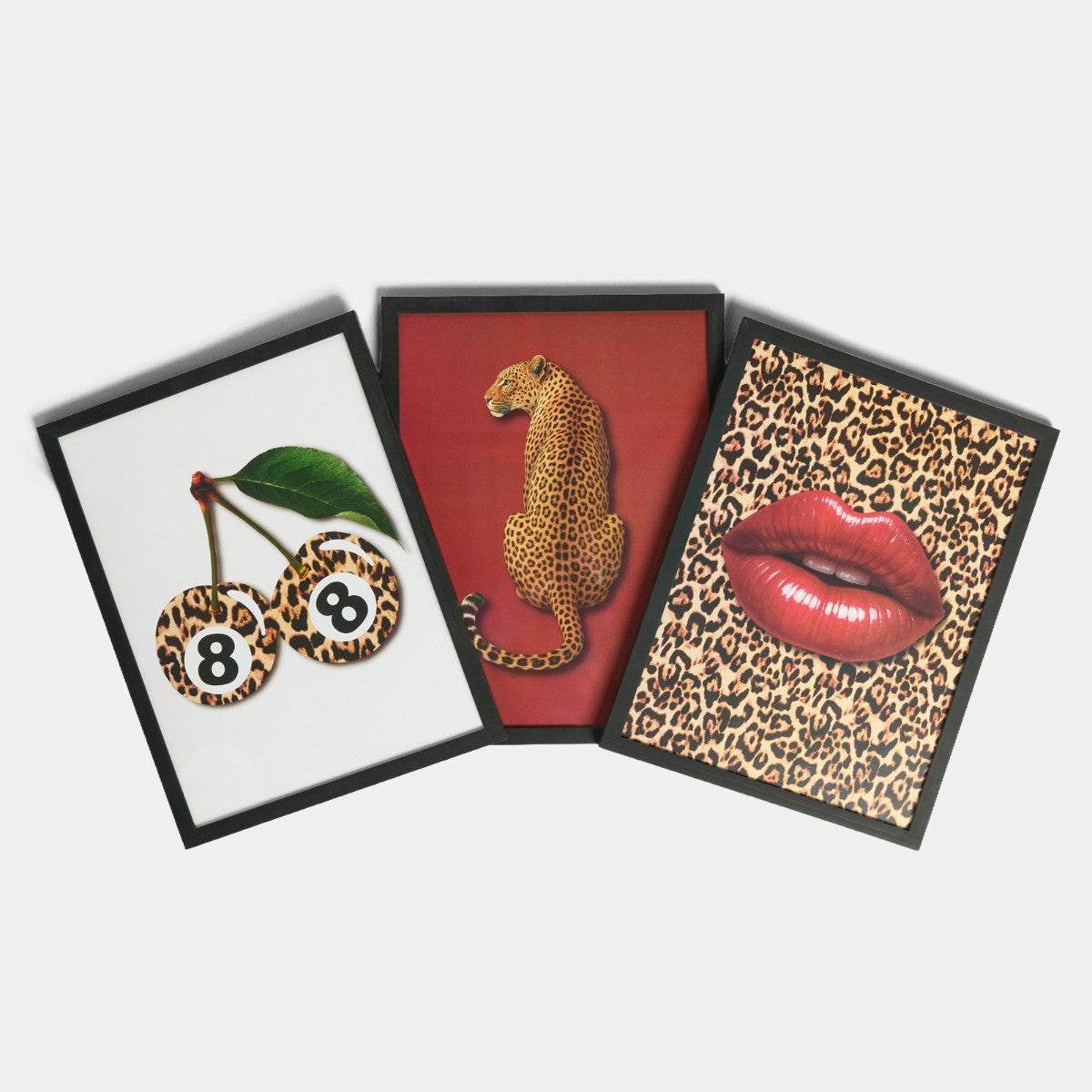 3 Pack Bespoke Leopard Print Wall Art - Multi