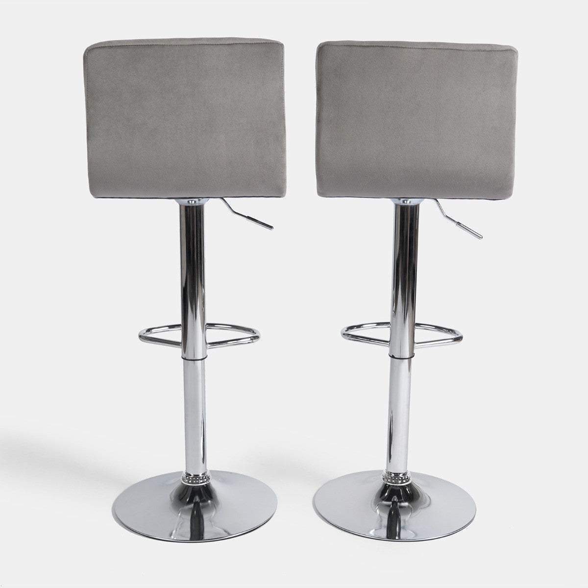 Set of 2 Adjustable Velvet Bar Stools - Grey - Truly Yours