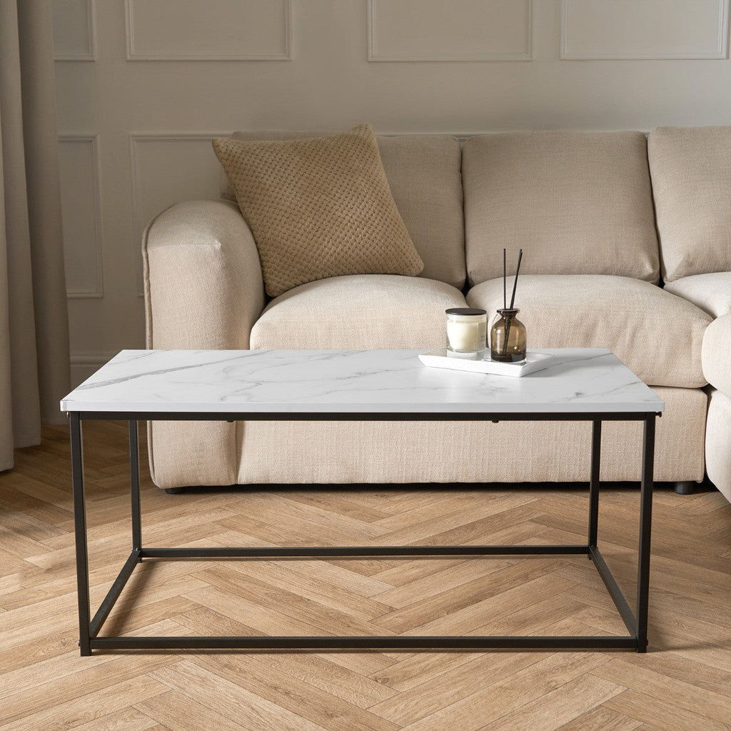 Manhattan Marble Effect Rectangle Coffee Table - Black/White Coffee table