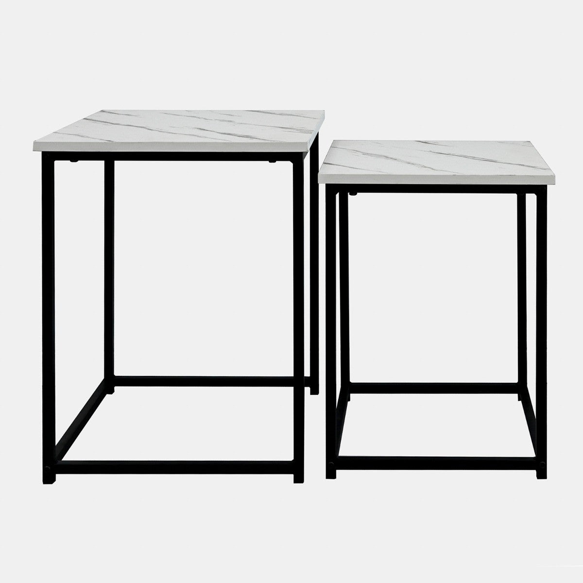 Manhattan Marble Effect Nest of 2 Square Tables - Black/White - Truly Yours