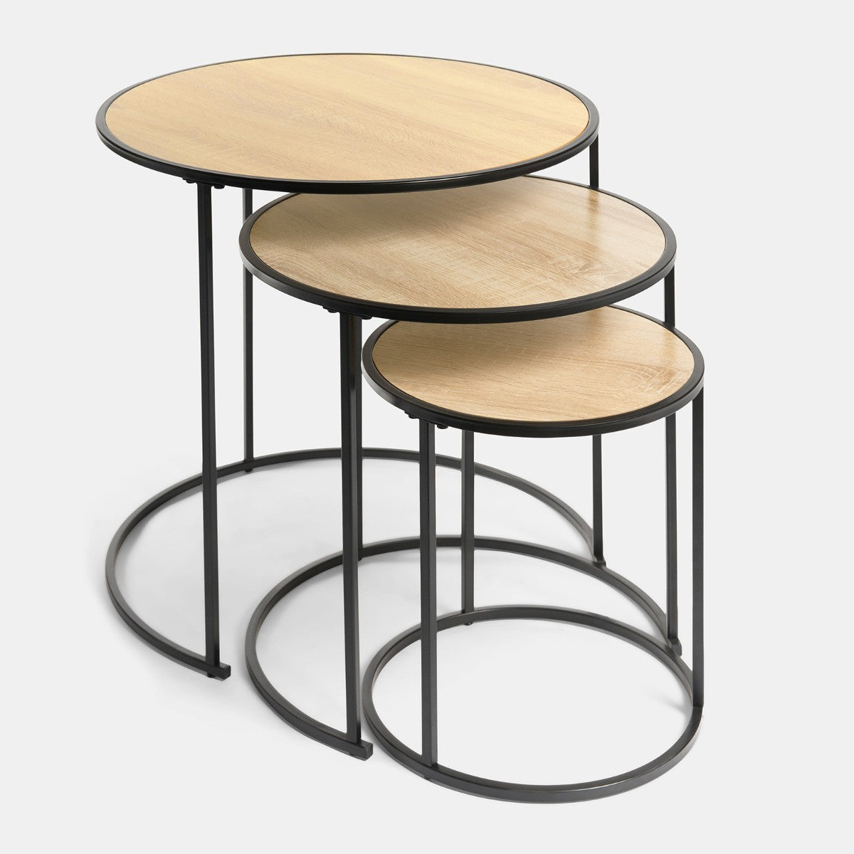 Manhattan Nest of 3 Round Side Tables - Light Wooda Tables