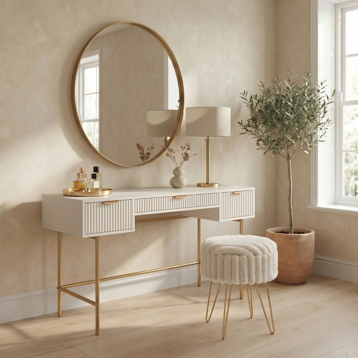 Ribbed Dressing Table - Cream - Truly Yours
