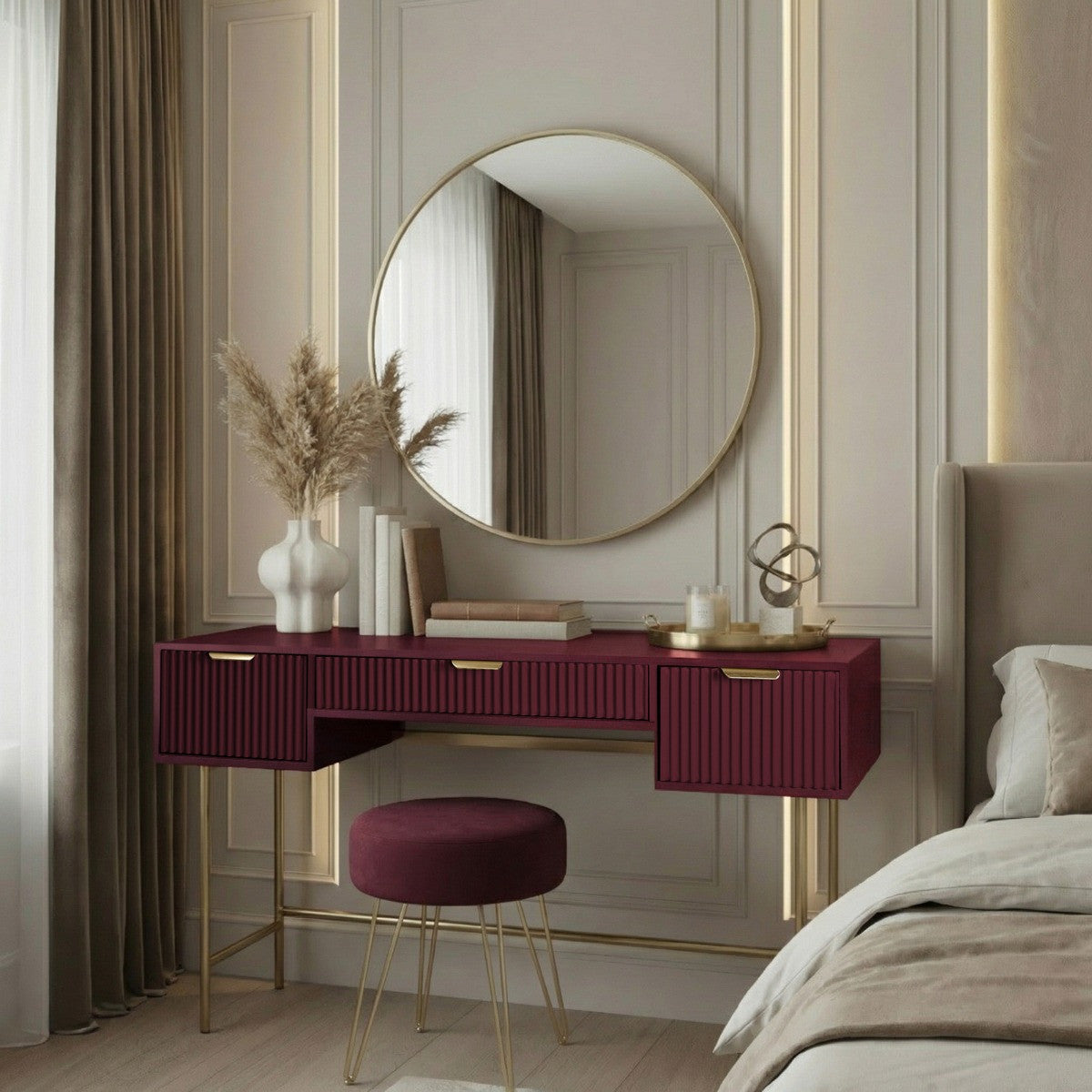 Luxury Ribbed Dressing Table - Dark Berry(PREORDER) - Truly Yours