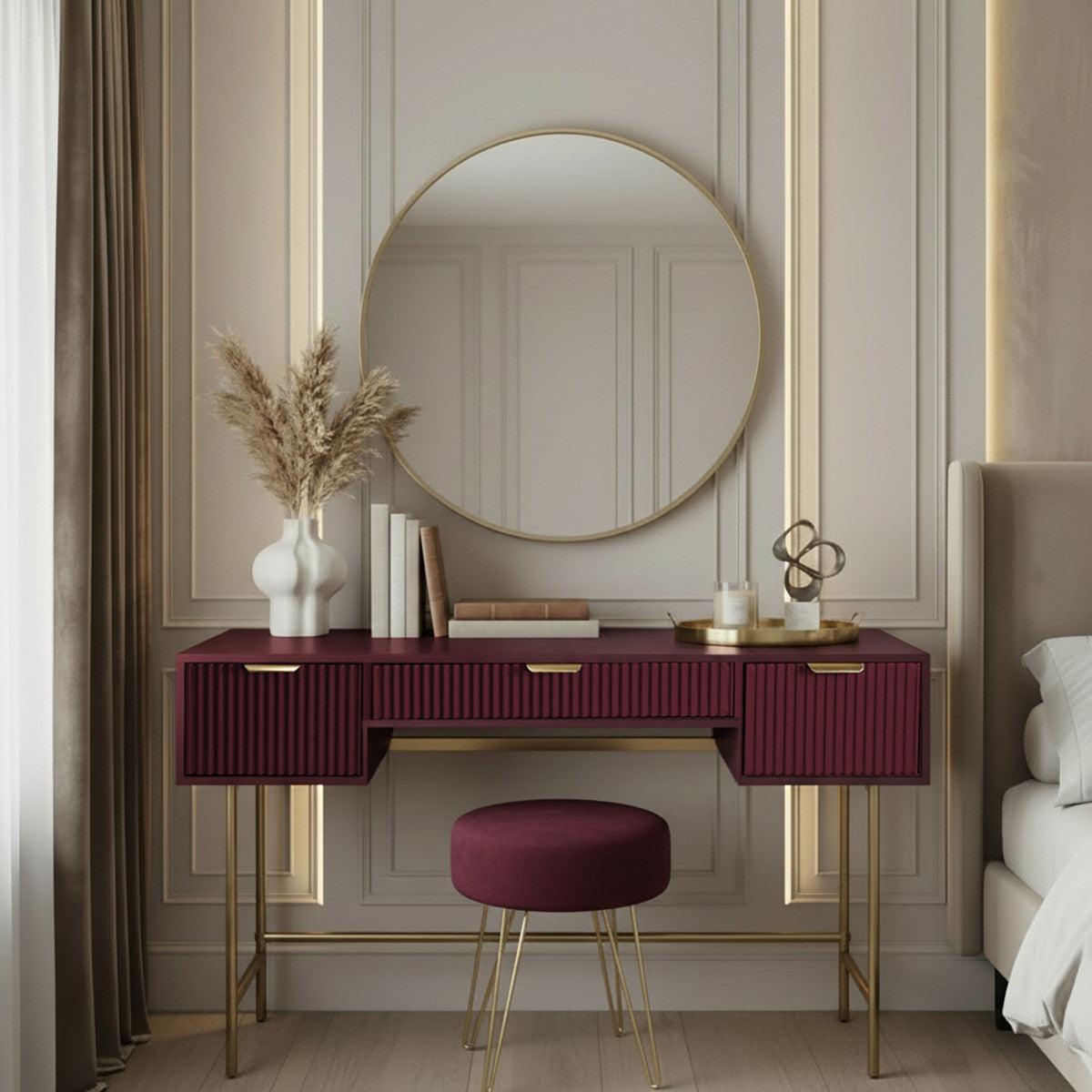 Luxury Ribbed Dressing Table - Dark Berry(PREORDER) - Truly Yours