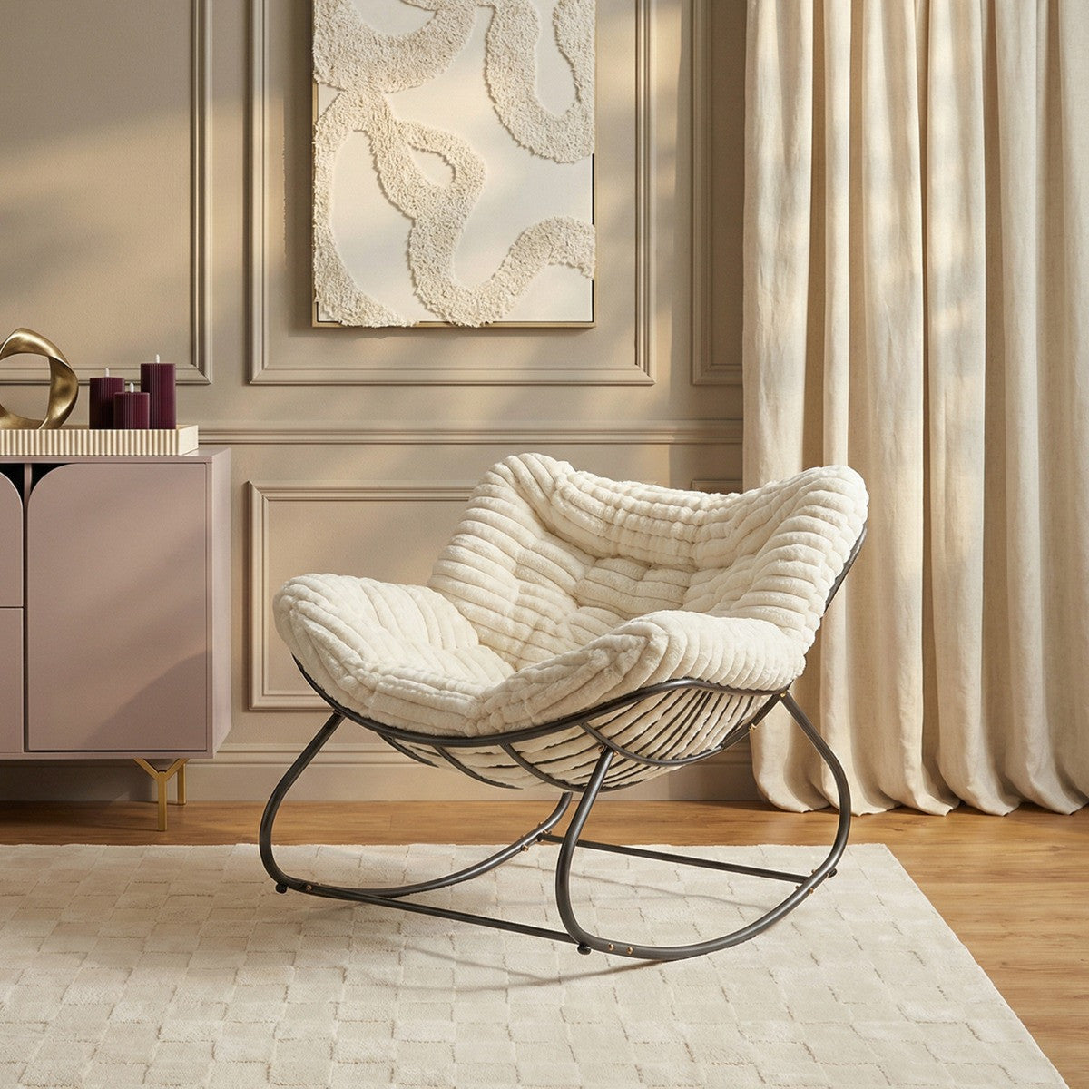 Ribbed Faux Fur Rocking Chair - 4 colours - Truly Yours