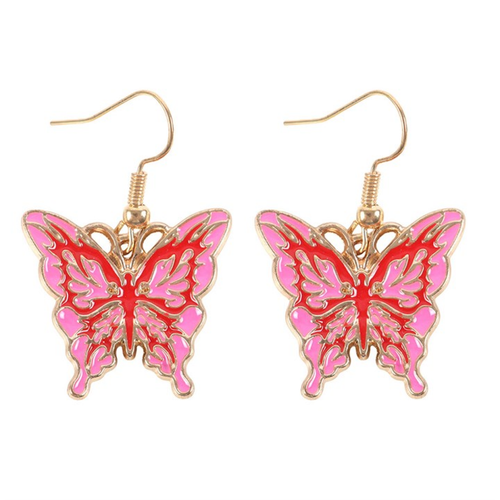Y2K Enamel Drop Earrings - Heart Flame, Pink Butterfly, dice and Checkerboard Hearts - Truly Yours