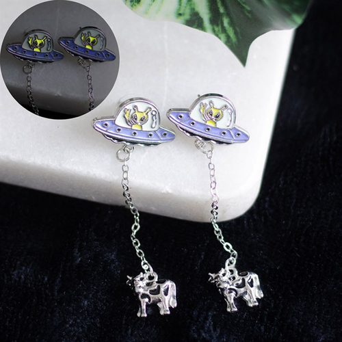 Glow in the Dark Alien Abduction Dangle Earrings - Truly Yours