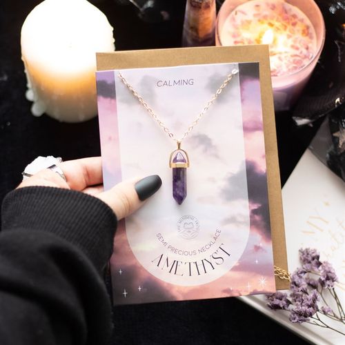 Amethyst Crystal Necklace Card - Truly Yours