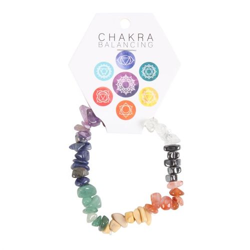 Set of 24 Chakra Crystal Chip Bracelets in Display Box