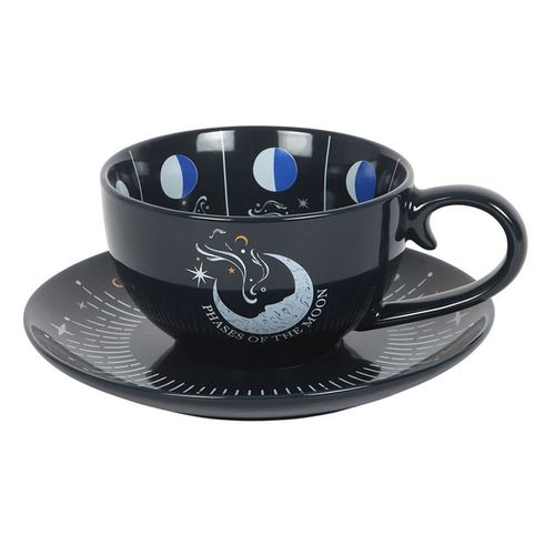 Blue Moon Phase Teacup and Saucer Cup