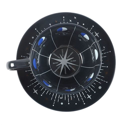 Blue Moon Phase Teacup and Saucer Cup