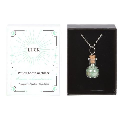 Luck Green Aventurine Crystal Chip Potion Bottle Necklace - Truly Yours
