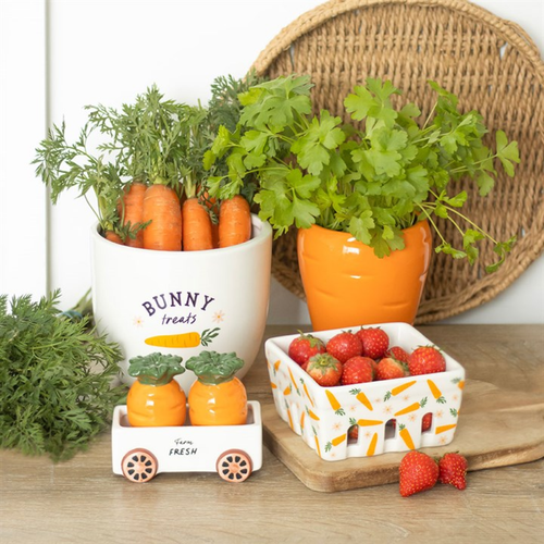 Carrot Patch Ceramic Berry Basket Bowl