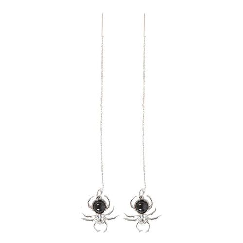 Black Obsidian Spider Threader Earrings - Truly Yours